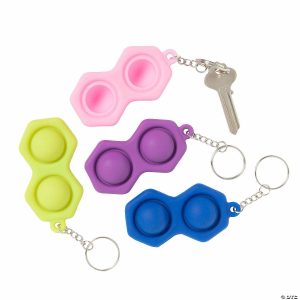 Key Chains |   3 1/4″ x 1 3 4″ Mini Twin Lotsa Pops Popping Toy Keychains – 12 Pc. Glow in the Dark Products Key Chains