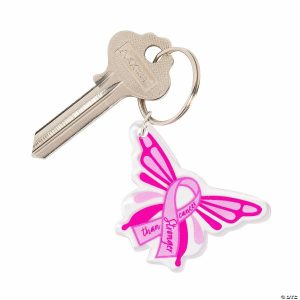 Key Chains |   Breast Cancer Awareness Butterfly Keychains – 12 Pc. Glow in the Dark Products Key Chains