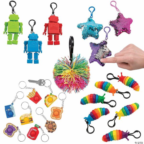 Key Chains |   Bulk 108 Pc. Sensory Fidget Keychain Assortment Kit Glow in the Dark Products Key Chains