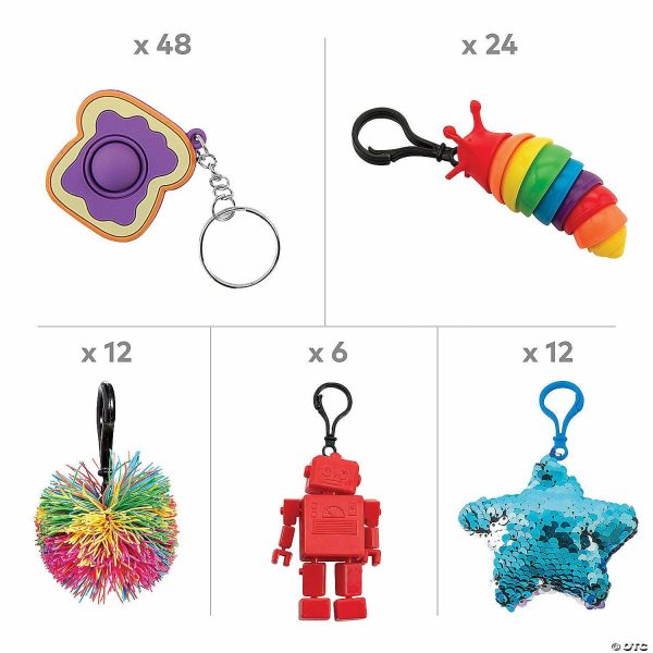 Key Chains |   Bulk 108 Pc. Sensory Fidget Keychain Assortment Kit Glow in the Dark Products Key Chains