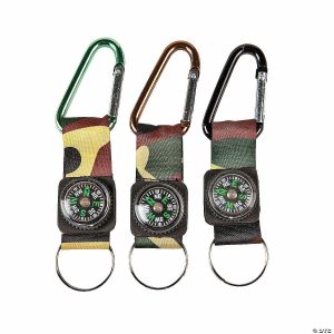 Key Chains |   Camouflage Army Belt Clip Toy Compass Carabiner Keychains – 12 Pc. Glow in the Dark Products Key Chains