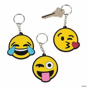 Key Chains |   Face Emoji Keychains – 12 Pc. Glow in the Dark Products Key Chains