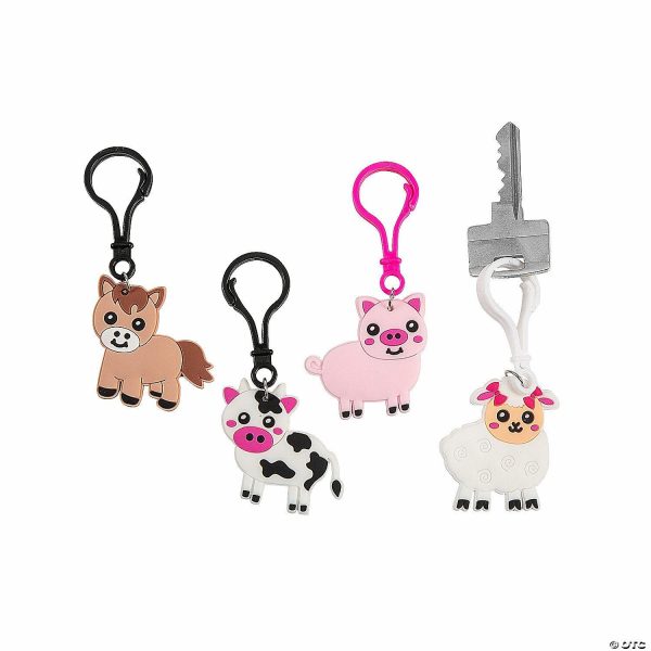 Key Chains |   Farm Animals Backpack Clip Keychains – 12 Pc. Glow in the Dark Products Key Chains