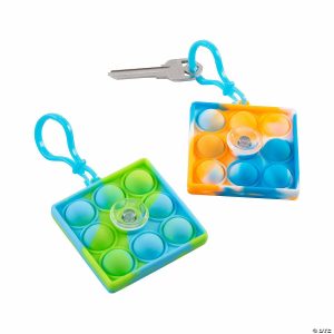 Key Chains |   Lotsa Pops Popping Toy Spin Backpack Clip Keychains – 12 Pc. Glow in the Dark Products Key Chains