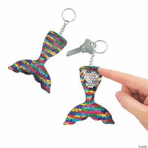 Key Chains |   Mermaid Tail Reversible Sequin Keychains – 12 Pc. Glow in the Dark Products Key Chains