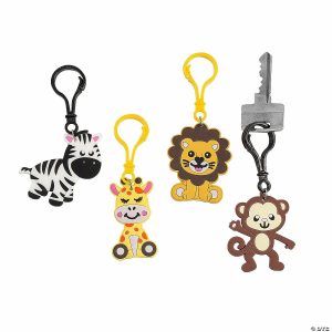 Key Chains |   Zoo Animal Backpack Clip Keychains – 12 Pc. Glow in the Dark Products Key Chains