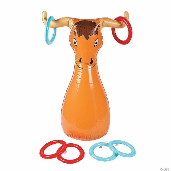 Lawn Games |   18″ x 30″ Inflatable Ox Lasso the Steer Ring Toss Game – 7 Pc. Bean Bag & Ring Toss Bean Bag & Ring Toss