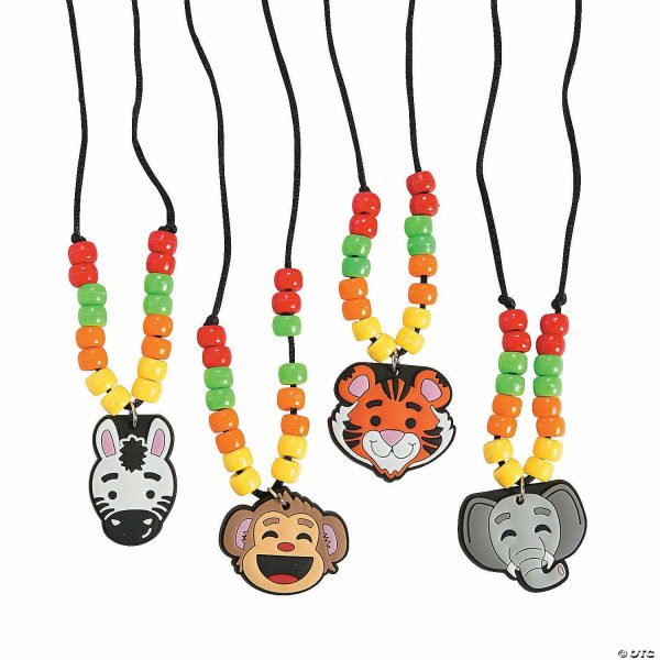 Necklaces |   28″ x 1 1 2″ Zoo Animal Plastic Bead Necklace Craft Kit – Makes 12 Bead Necklaces Bead Necklaces