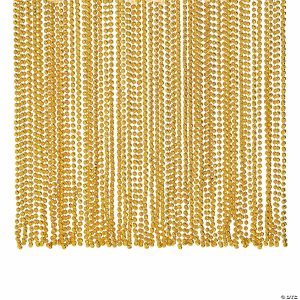 Necklaces |   33″ Bulk 48 Pc. Gold Metallic Plastic Bead Necklaces Metallic Gold Bead Necklaces Bead Necklaces