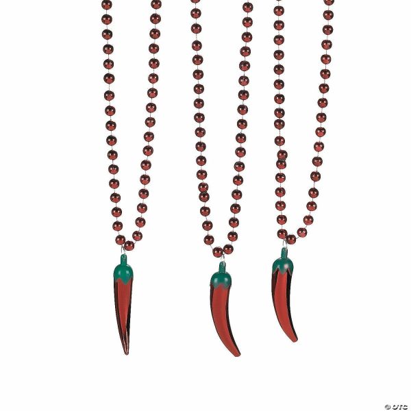 Necklaces |   Bead Necklaces with Red Hot Chili Pepper – 24 Pc. Bead Necklaces Bead Necklaces