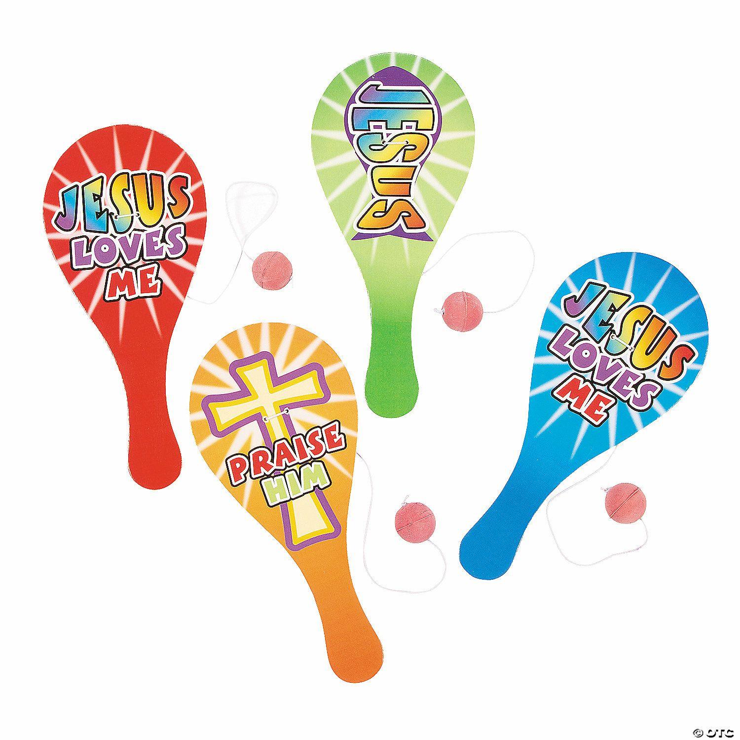 Paddleball Games |   Religious Paddleball Games – 12 Pc. Fun Games For Kids Paddleball Games