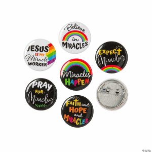 Pins & Buttons |   Bulk 48 Pc. Believe in Miracles Mini Buttons Glow in the Dark Products Pins & Buttons