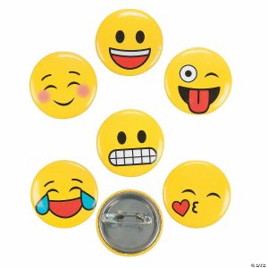 Pins & Buttons |   Bulk 48 Pc. Emoji Mini Buttons Glow in the Dark Products Pins & Buttons