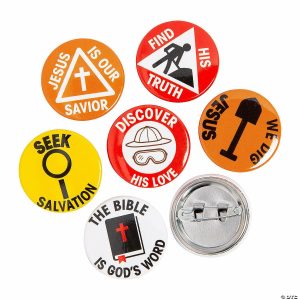 Pins & Buttons |   Bulk 48 Pc. Mini Dig VBS Buttons Glow in the Dark Products Pins & Buttons