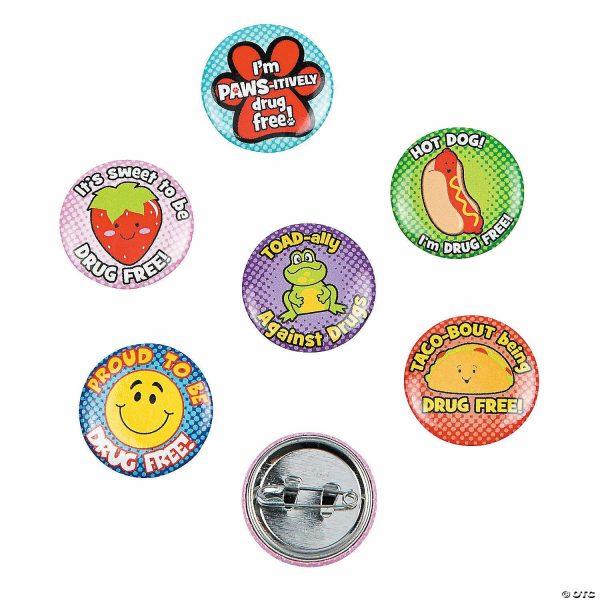 Pins & Buttons |   Bulk 48 Pc. Red Ribbon Mini Buttons Glow in the Dark Products Pins & Buttons