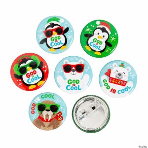 Pins & Buttons |   Bulk 72 Pc. God is Cool Mini Buttons Glow in the Dark Products Pins & Buttons