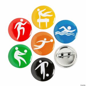 Pins & Buttons |   Bulk 72 Pc. Summer International Games Sport Mini Buttons Glow in the Dark Products Pins & Buttons