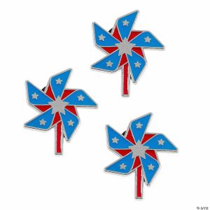 Pins & Buttons |   Patriotic Pinwheel Pins – 12 Pc. Glow in the Dark Products Pins & Buttons