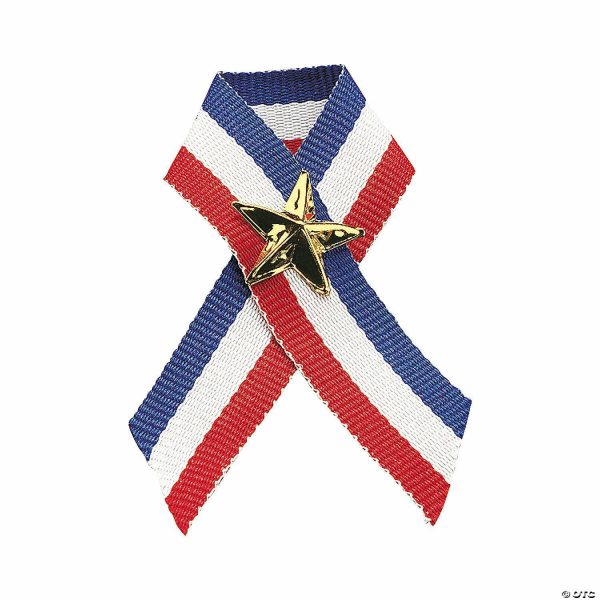 Pins & Buttons |   Patriotic Ribbon with Star Pins – 12 Pc. Glow in the Dark Products Pins & Buttons