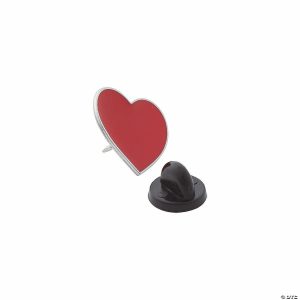 Pins & Buttons |   Red Heart Pins – 12 Pc. Glow in the Dark Products Pins & Buttons