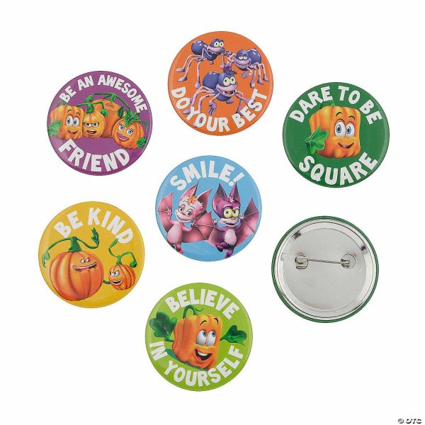 Pins & Buttons |   Spookley the Square Pumpkin™ Buttons – 24 Pc. Glow in the Dark Products Pins & Buttons