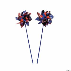 Pinwheels |   9″ Jumbo Patriotic American Flag Metallic Foil Pinwheels – 12 Pc. Outdoor Toys Pinwheels