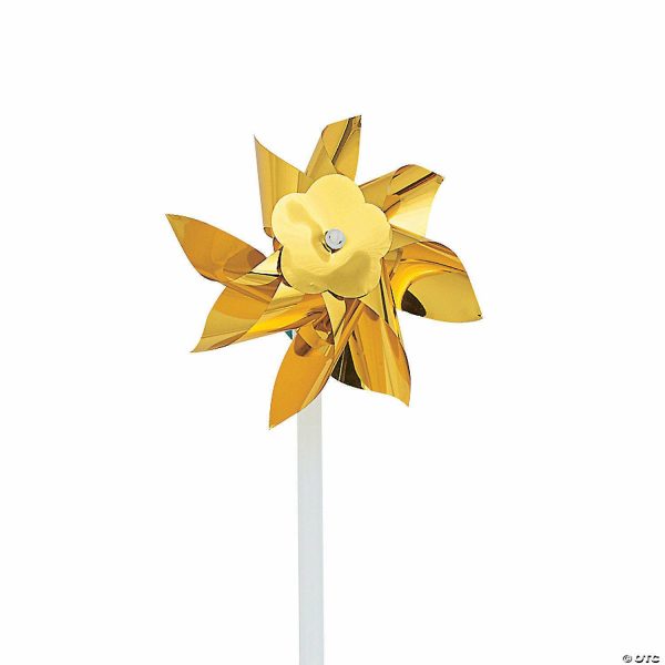 Pinwheels |   Gold Metallic Pinwheels – 36 Pc. Gold Outdoor Toys Gold