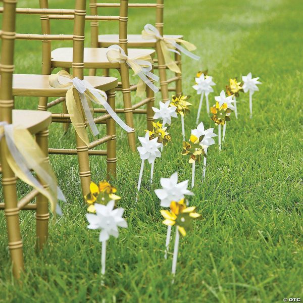 Pinwheels |   Gold Metallic Pinwheels – 36 Pc. Gold Outdoor Toys Gold