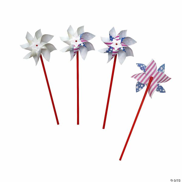 Pinwheels |   Patriotic UV Light Color-Changing Pinwheels – 12 Pc. Outdoor Toys Pinwheels