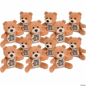 Play Money |   4 1/2″ Religious Jesus Loves You So Much Brown Stuffed Bears – 12 Pc. Novelty Toys Play Money