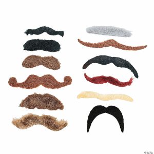 Play Money |   Large Self-Adhesive Mustache Assortment- 12 Pc. Novelty Toys Play Money