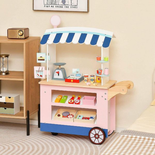 Play Sets |   Costway Kids Snacks & Sweets Food Cart Kids Toy Cart Play Set with 30 PCS Accessories Novelty Toys Play Sets