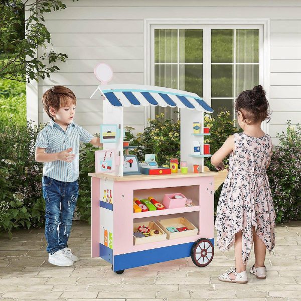 Play Sets |   Costway Kids Snacks & Sweets Food Cart Kids Toy Cart Play Set with 30 PCS Accessories Novelty Toys Play Sets