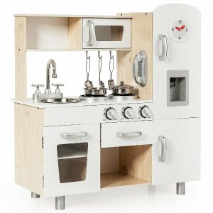 Play Sets |   Costway Vintage Play Kitchen Pretend Kids Cooking Playset Toys w/Water Dispense Novelty Toys Play Sets