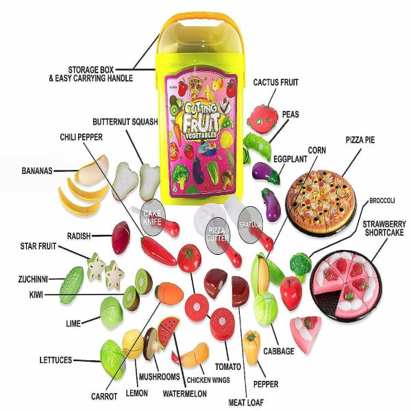 Play Sets |   Play Food Kitchen Toys Set – 72 Piece Fake Fruits And Vegetables Novelty Toys Play Sets