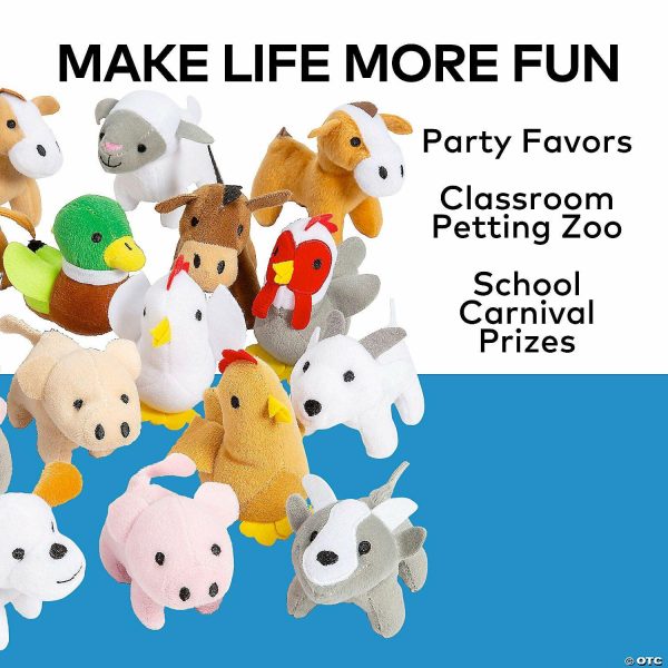 Plush Toys |   3 1/2″ Bulk 50 Pc. Mini Farm Stuffed Animal Handout Assortment Novelty Toys Play Money