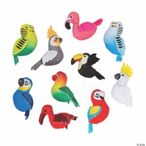 Plush Toys |   4 1/2″ Bulk 50 Pc. Multicolored Stuffed Tropical Bird Assortment Novelty Toys Play Money