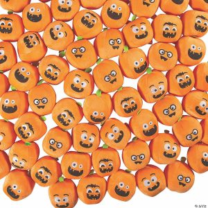 Plush Toys |   4 1/2″ Bulk 72 Pc. Halloween Funny Face Stuffed Pumpkin Toys Novelty Toys Plush Toys