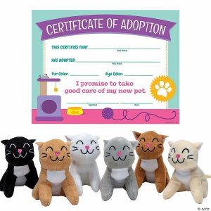 Plush Toys |   4 1/2″ x 8 1 2″ x 11″ Stuffed Cat & Certificate Adoption Kit for 12 Novelty Toys Plush Toys