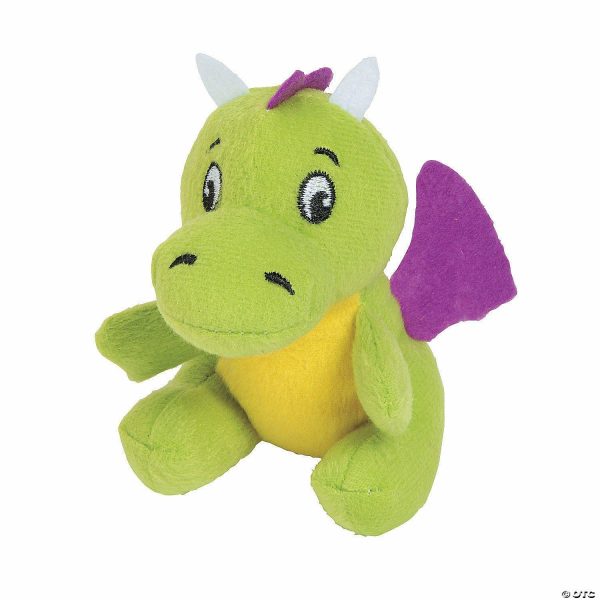 Plush Toys |   4″ Mini Green Dragons with Purple Wings Stuffed Toys – 12 Pc. Novelty Toys Plush Toys