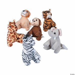 Plush Toys |   5″ Classic Sitting Pose Multicolor Stuffed Zoo Animals – 12 Pc. Novelty Toys Plush Toys