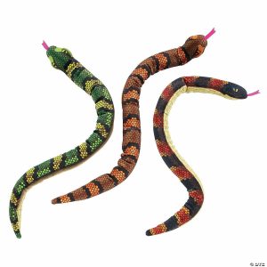 Plush Toys |   Shiny Bendable Stuffed Snakes – 12 Pc. Novelty Toys Plush Toys