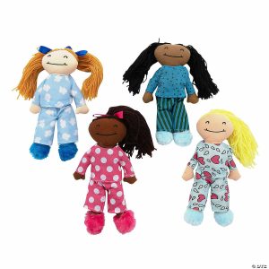 Plush Toys |   Slumber Party Stuffed Yarn Hair Dolls – 4 Pc. Novelty Toys Plush Toys