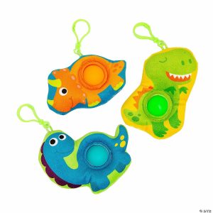 Plush Toys |   Stuffed Dinosaur Lotsa Pops Popping Toy Backpack Clip Keychains – 12 Pc. Glow in the Dark Products Key Chains