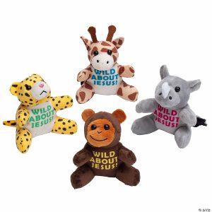 Plush Toys |   Wild About Jesus Stuffed Safari Animals – 12 Pc. Novelty Toys Plush Toys