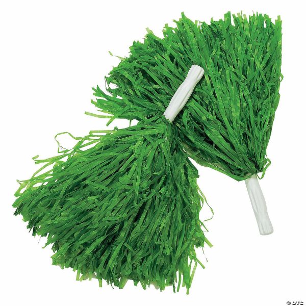 Pom-Poms |   10″ Green Team Spirit Plastic Cheer Pom-Poms – 12 Pc. Green Novelty Toys Green