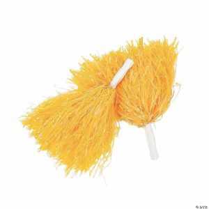 Pom-Poms |   Gold Team Spirit Cheer Pom-Poms – 12 Pc. Gold Novelty Toys Gold