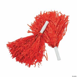 Pom-Poms |   Red Team Spirit Cheer Pom-Poms – 12 Pc. Red Novelty Toys Pom-Poms