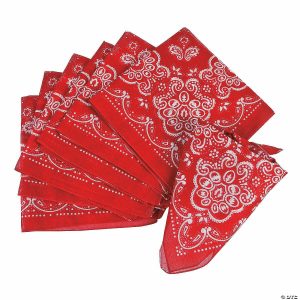 Pretend Play |   20” x 20” Western Classic Red Polyester Bandanas – 12 Pc. Novelty Toys Play Money