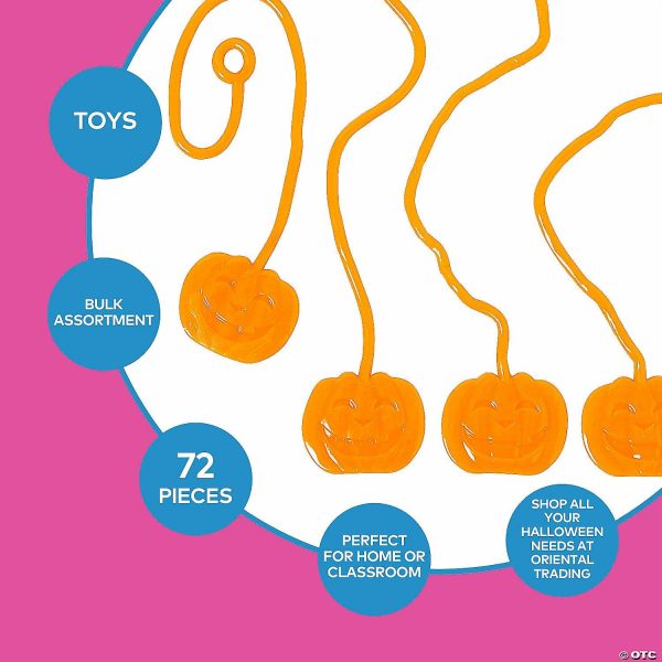 Putty & Squishy Toys |   6″ – 8″ Bulk 72 Pc. Orange Sticky Vinyl Jack-O&’-Lantern Splat Toys Novelty Toys Putty & Squishy Toys